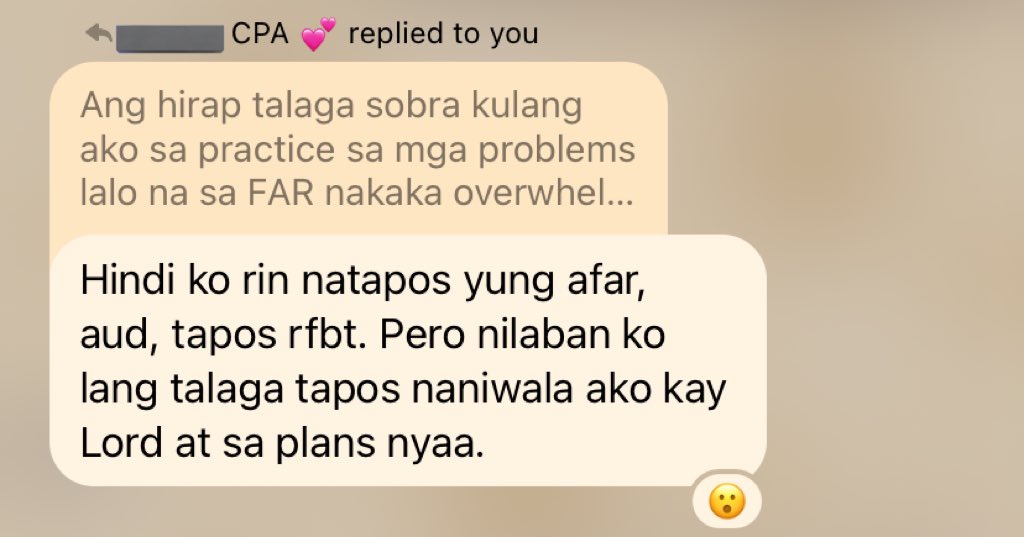 jelaicpa_'s tweet photo. From my friend na CPA na and currently working sa COA. Kaya guys kapit lang tayo, it may seem impossible for us but with God nothing is impossible 🤍 I hope this will give hope to everyone (including me) who thinks na hindi na kaya ipasa because they haven’t finish the coverage https://t.co/z3jiJS0bIL