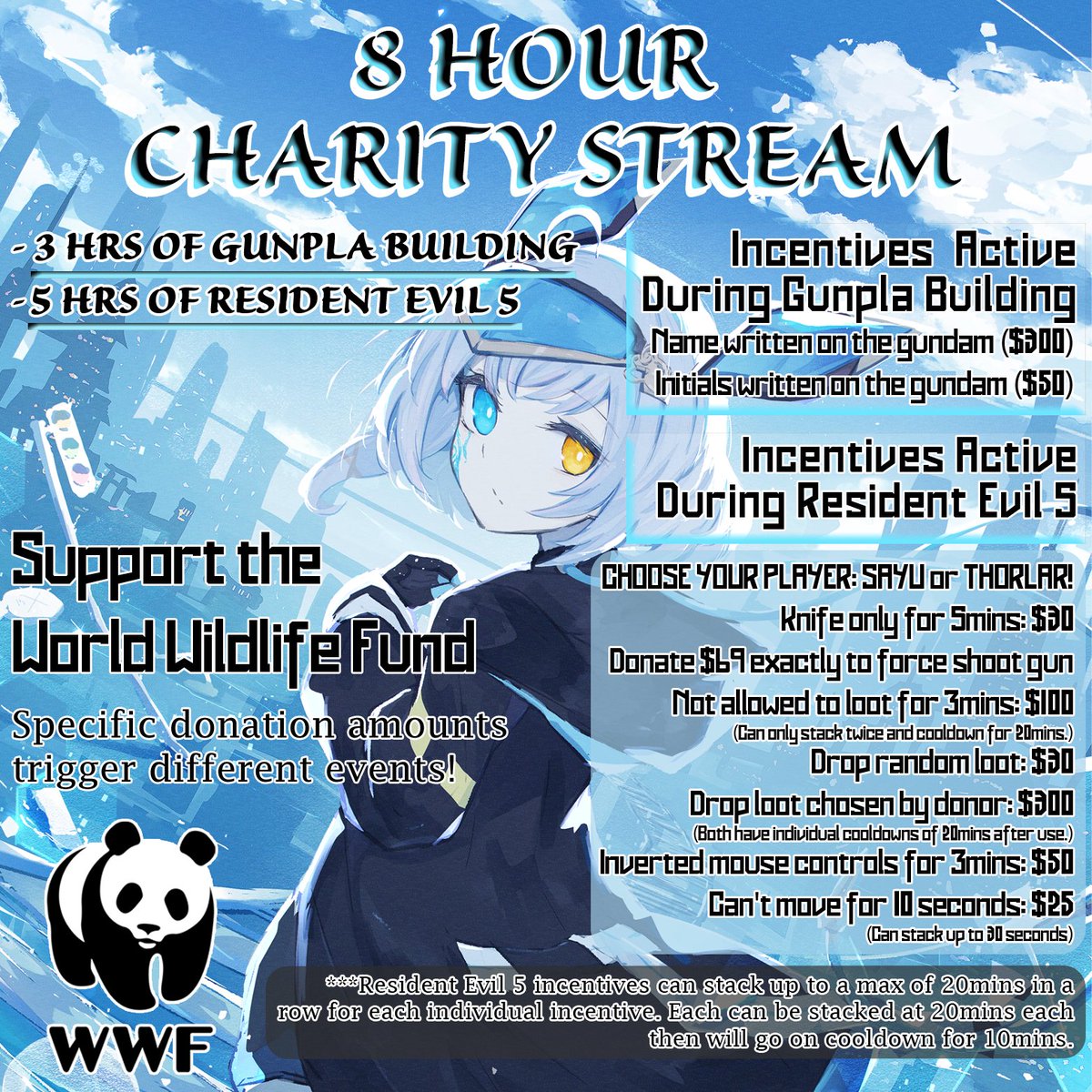 💟🌲WWF 8-HOUR CHARITY STREAM🌳💟 BEHOLD OUR OFFICIAL ANNOUNCEMENT! (I worked 3 hours on this flyer pls) THE GUNDAM WE ARE BUILDING IS THE DEATHSCYTHE MG! ⏰TIME: 4/13 at 9PM PDT/MIDNIGHT EDT (14th)! 🌼INFO PAGE+DONATE HERE↘️ tiltify.com/@sayu/savetheg…