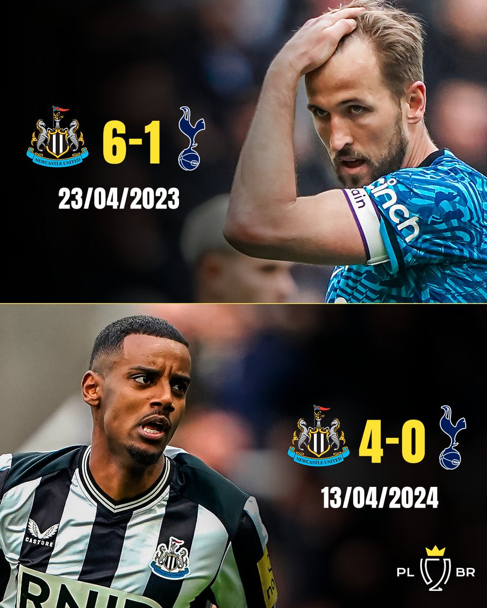 O Newcastle tem a fórmula contra o Tottenham 💡 6-1 em abril do ano passado, 4-0 em abril desse ano 😱