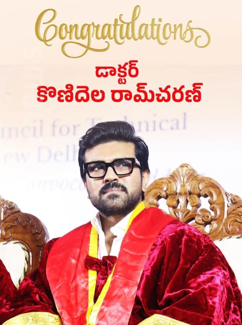 Congratulations Dr. RC @AlwaysRamCharan 🤗 The chants of Jai Charan as you're being felicitated with the Honorary Doctorate by Vels University,Tamilnadu is ❤️‍🔥 Just loving the way you're carrying the legacy forward and up. Wishing many more of these precious moments to decorate…