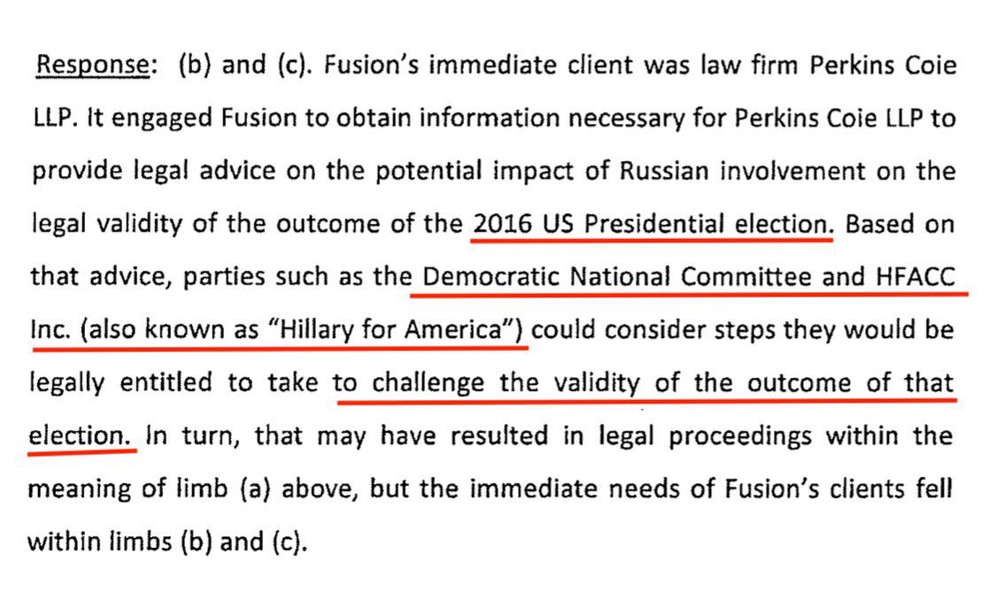 Steele admitted under oath he was paid by the DNC and the Hillary campaign for the explicit purpose of challenging the election. No one was prosecuted for election interference.