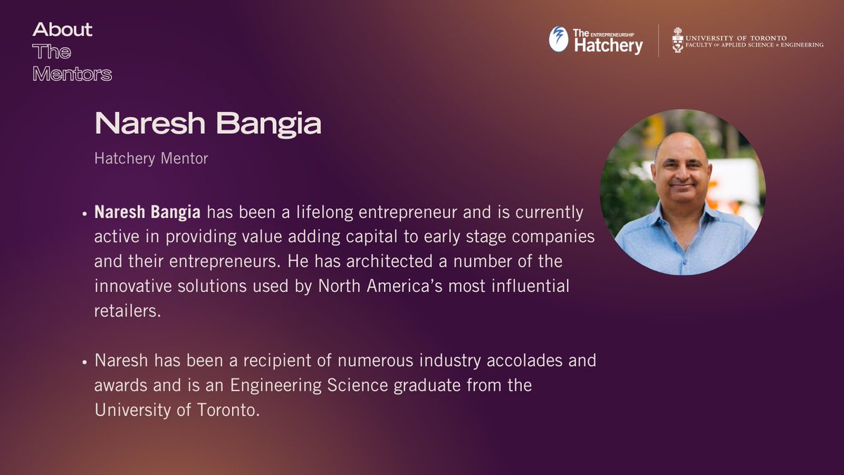 👩 ABOUT OUR MENTORS... Happy Saturday Blues! A heartfelt shout-out to our amazing mentor Naresh Bangia, who brings his expertise in entrepreneurship. Learn more about The Hatchery and our upcoming events by clicking the link in our bio.