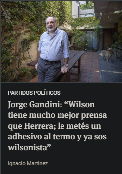 Durante 4 años hizo todos los mandados al Herrerismo, todos Y ahora se autoproclama Wilsonista, vaciando de todo contenido el ideario de este. Wilson impulsaba la reforma agraria por eso fue acérrimo enemigo del Herrerismo, desde siempre defensor de los poderosos