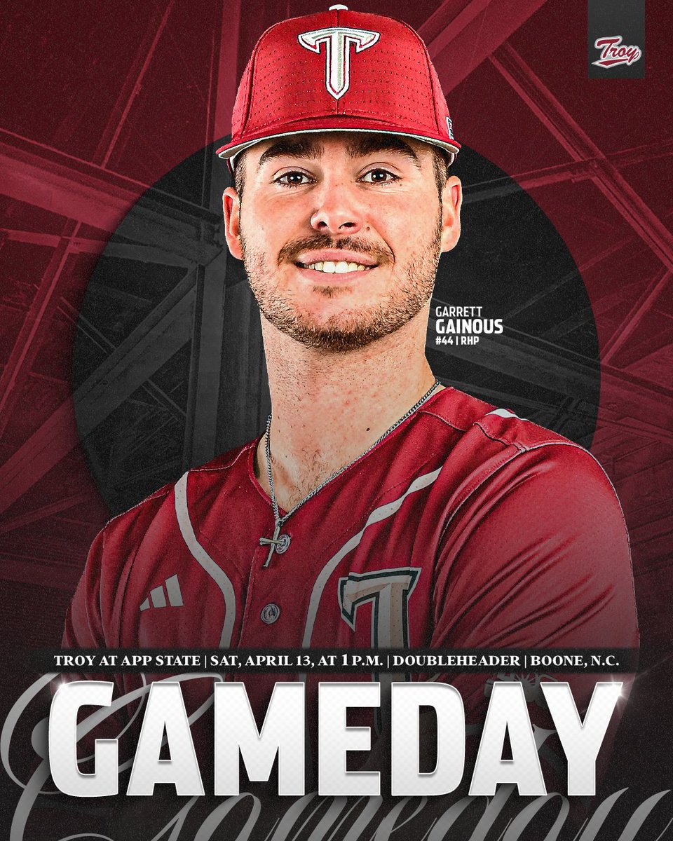 Alright ... let's try this again and make it double ‼️

🆚 - App State
📍 - Boone, N.C.
⏰ - 1 p.m. 
📺 - gotroy.us/dnd
📻 - gotroy.us/opu
📊 - gotroy.us/00d

#EverythingCounts | #OneTROY ⚔️⚾️