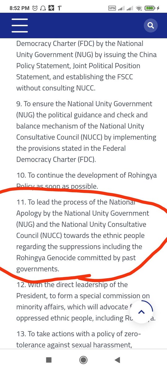 So @NUGMyanmar put forward a Federal Democracy Charter (FDC), that mandates 'National Apology' to the Bangalis to present at the Second People’s Assembly by #NUCC. It's all on black and white now. I had, am, and always will reject #NUG and the so called #Rohingya.