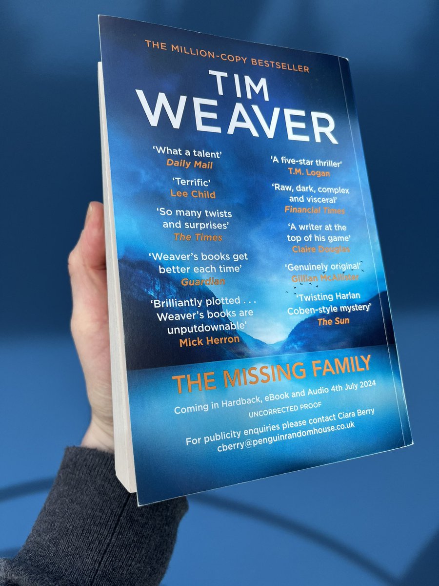 Another gem of a thriller from @timweaverbooks - The Missing Family is out in early July and it elegantly solves another impossible disappearance (a family vanish from the middle of a lake, but how?) while also delivering a clever and totally immersive mystery. Unmissable!