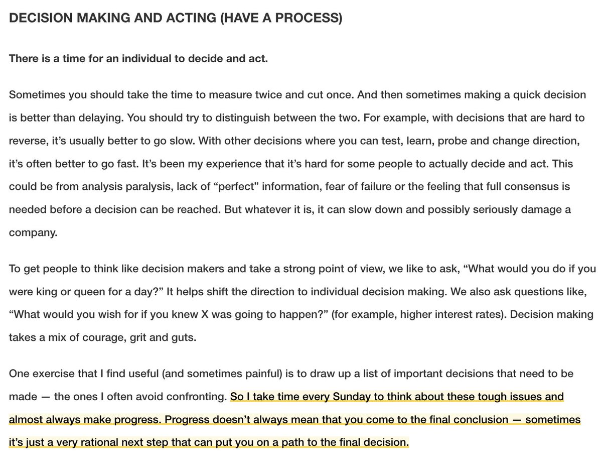 edsim's tweet photo. When you run a company, it's always on your mind...

The best CEOs never stop - just adjust how they use their time and when

Jamie Dimon on when he does his deep thinking - Sundays

from his Annual Letter to Shareholders, a must read as always:

https://t.co/kkAEL2iICp https://t.co/bYcGeBOnSm