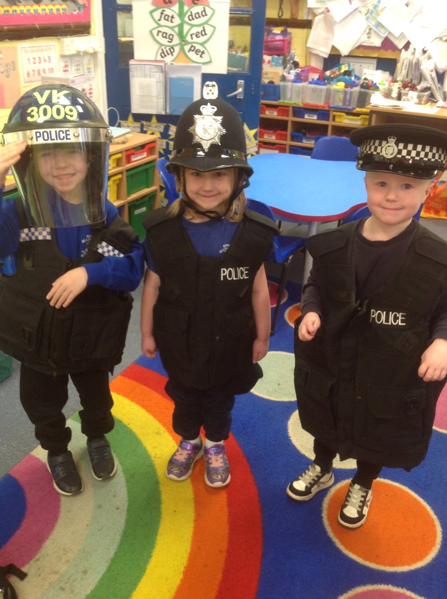 Our learning about People Who Help Us was brought to life when PC Wicks &amp; PC Phillips came to visit! The policemen explained how they helped people &amp; answered questions the children had written! We tried on uniform &amp; explored the police car &amp; equipment! Thank you so much ! 🚓