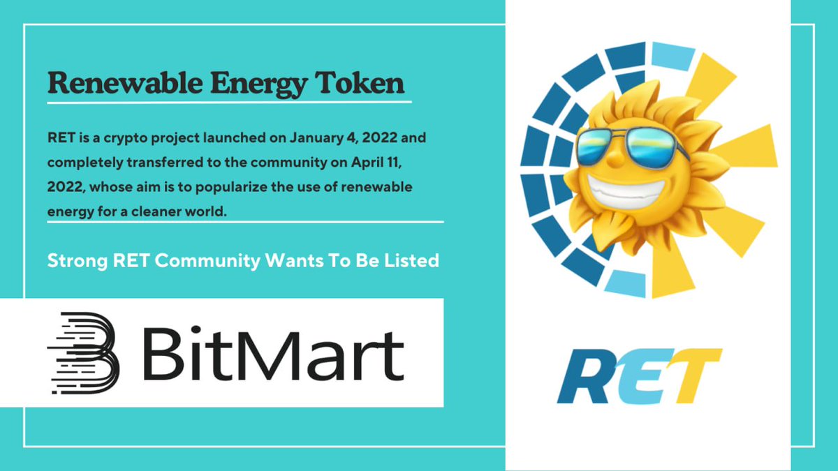 kripto_3458's tweet photo. @BitMartExchange @MevBunny $Ret It's a solid project that grows organically, be sure to check it out. 🌞

🏆 $RET 🏅#RetListelemeGeliyor
#RenewableEnergyToken #RetListingComing https://t.co/dqbu3LiAJD