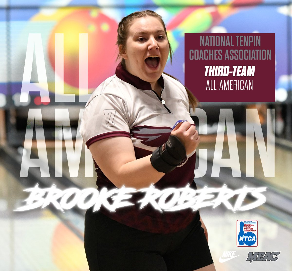 🎳 ALL-AMERICAN ALERT! 🎳 UMES' Brooke Roberts has been named All-American by the National Tenpin Coaches Association this season. Roberts, a third team honoree, added to her post season accolades which includes First Team All-MEAC and 2024 MEAC Championship MOP #HawkPride