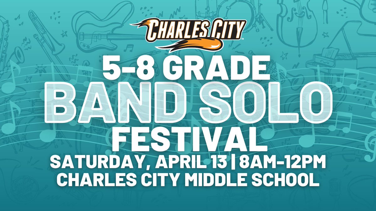 We’re wishing good luck to all the students participating in the 5th-8th Grade Band Solo Festival today! Students are performing from 8:00am to 12:00pm at Charles City Middle School. 🎼