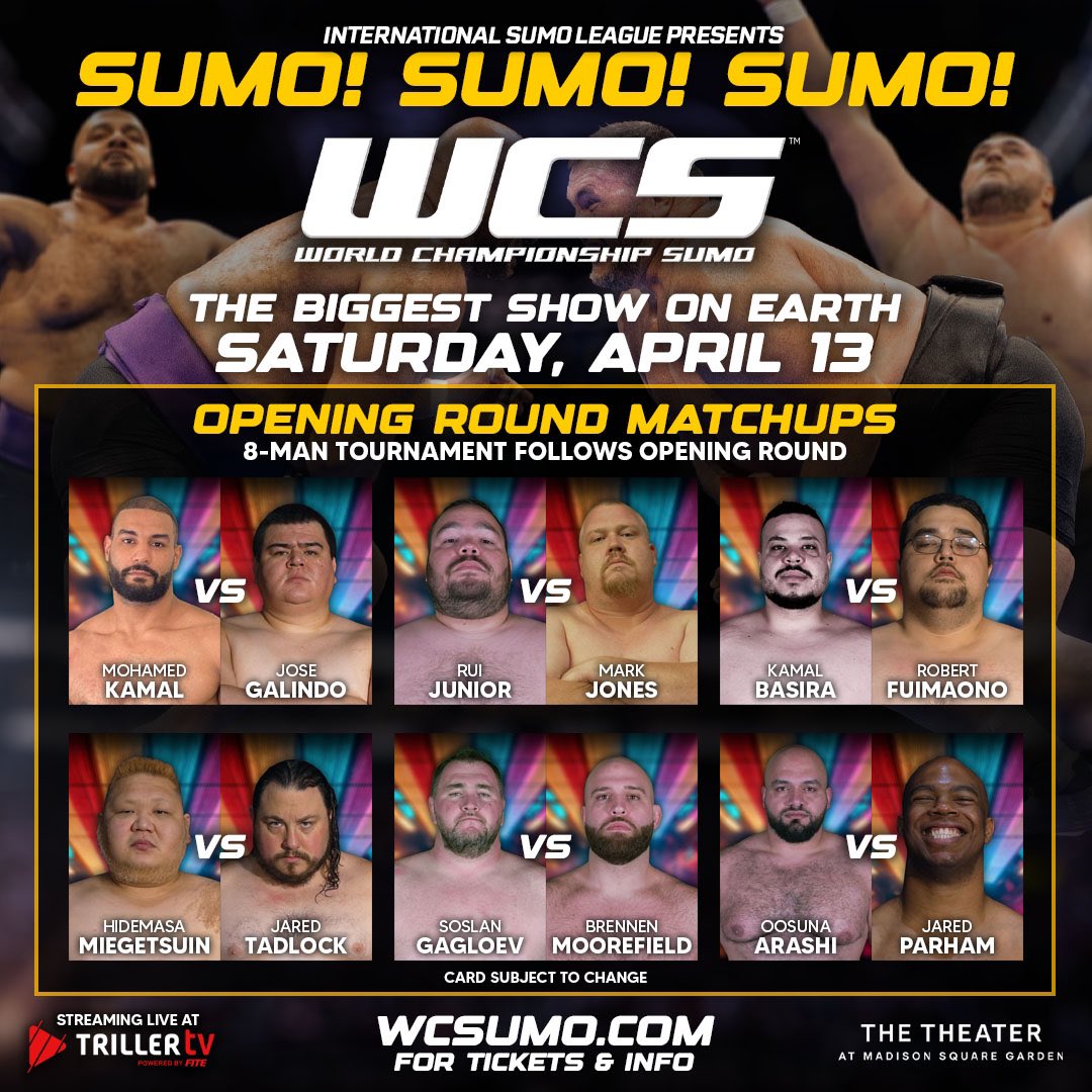Tonight’s World Championship Sumo opening round matchups💥 

🎟️: go.thetheateratmsg.com/WorldChampions…