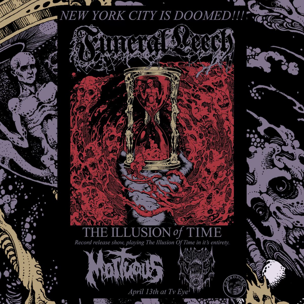 Carbon_Forms's tweet photo. Funeral Leech presents their new album, “The Illusion of Time”, in it’s entirety tonight at TV Eye in Brooklyn! Starts at 7:00pm. $18, 18+ #funeralleech https://t.co/tyDsK9H2a2