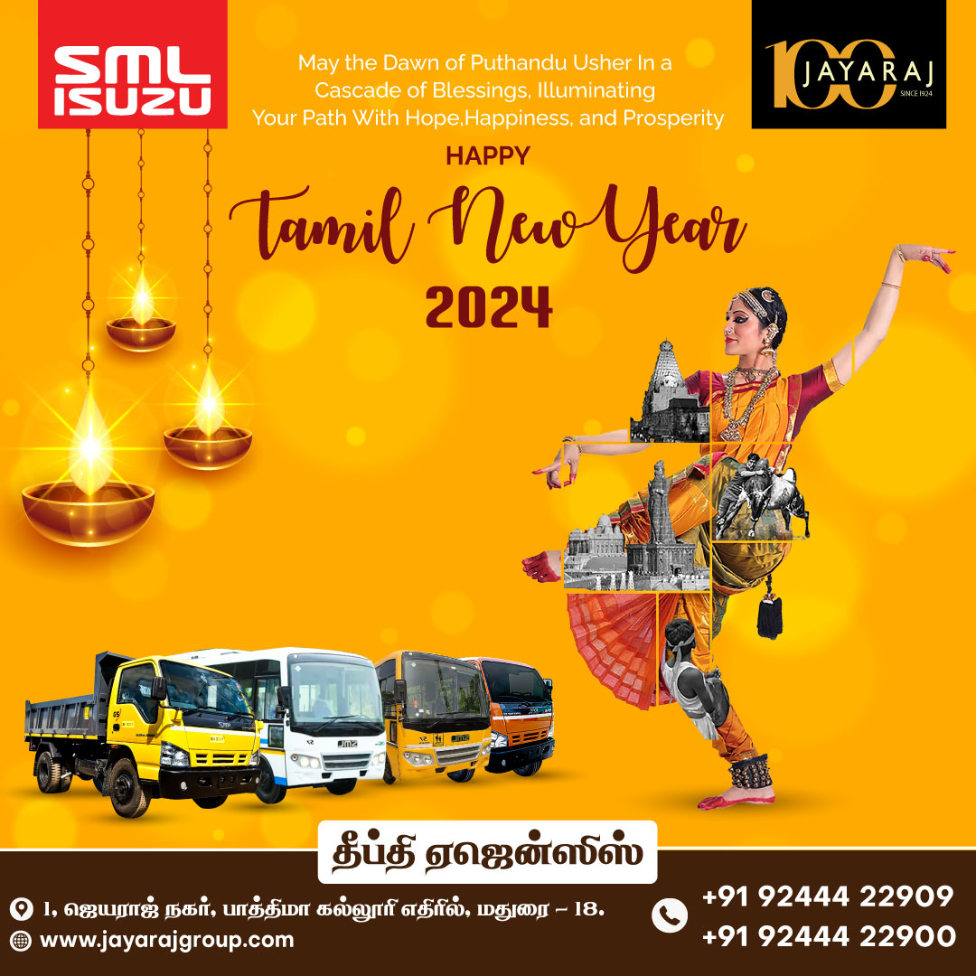 Happy Tamil New Year 2024 - SML - Deepthi Agencies - Madurai
#tamilnewyear #happytamilnewyear #puththandu #tamil #tamilculture #tamilday #celebration #newyear #happytamilnewyear2024 #tamilnadu #tamilputhandu #tamilfestival #trending #new #sml #isuzu #deepthiagencies #madurai
