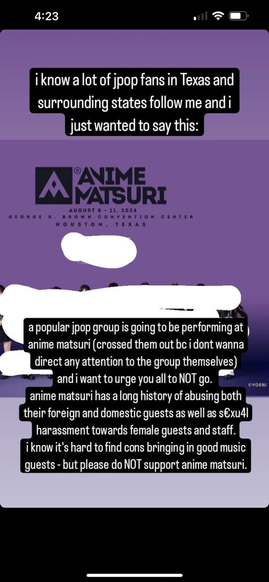 meowitsmartha's tweet photo. Quick break on travel stuff:
I know a lot of idol folx don’t know this, but Anime Matsuri is run by s*xual ab*sers &amp; ch*ld predators. 

They’re also notorious for not providing translators for their Japanese guests, not paying them, and not paying the venue fees 

1/4 🧵 https://t.co/4BA7ZcYrJG