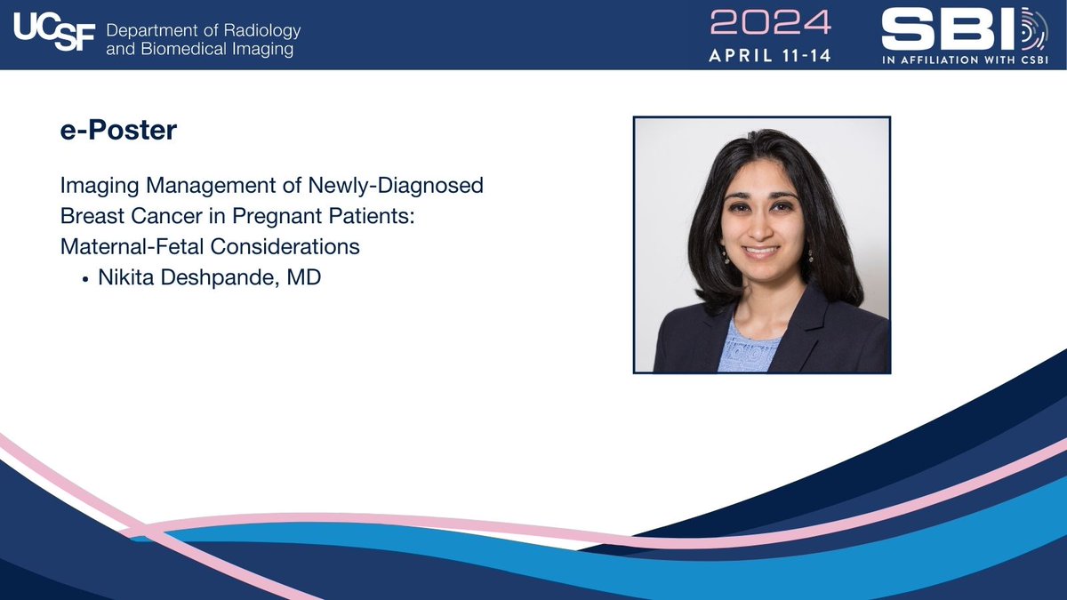 At #SBI2024, @UCSFimaging resident Nikita Deshpande (@NikitaMD_) will present on imaging management of newly-diagnosed #BreastCancer in pregnant patients, emphasizing the critical role of diagnostic imaging in guiding treatment while considering maternal-fetal well-being.