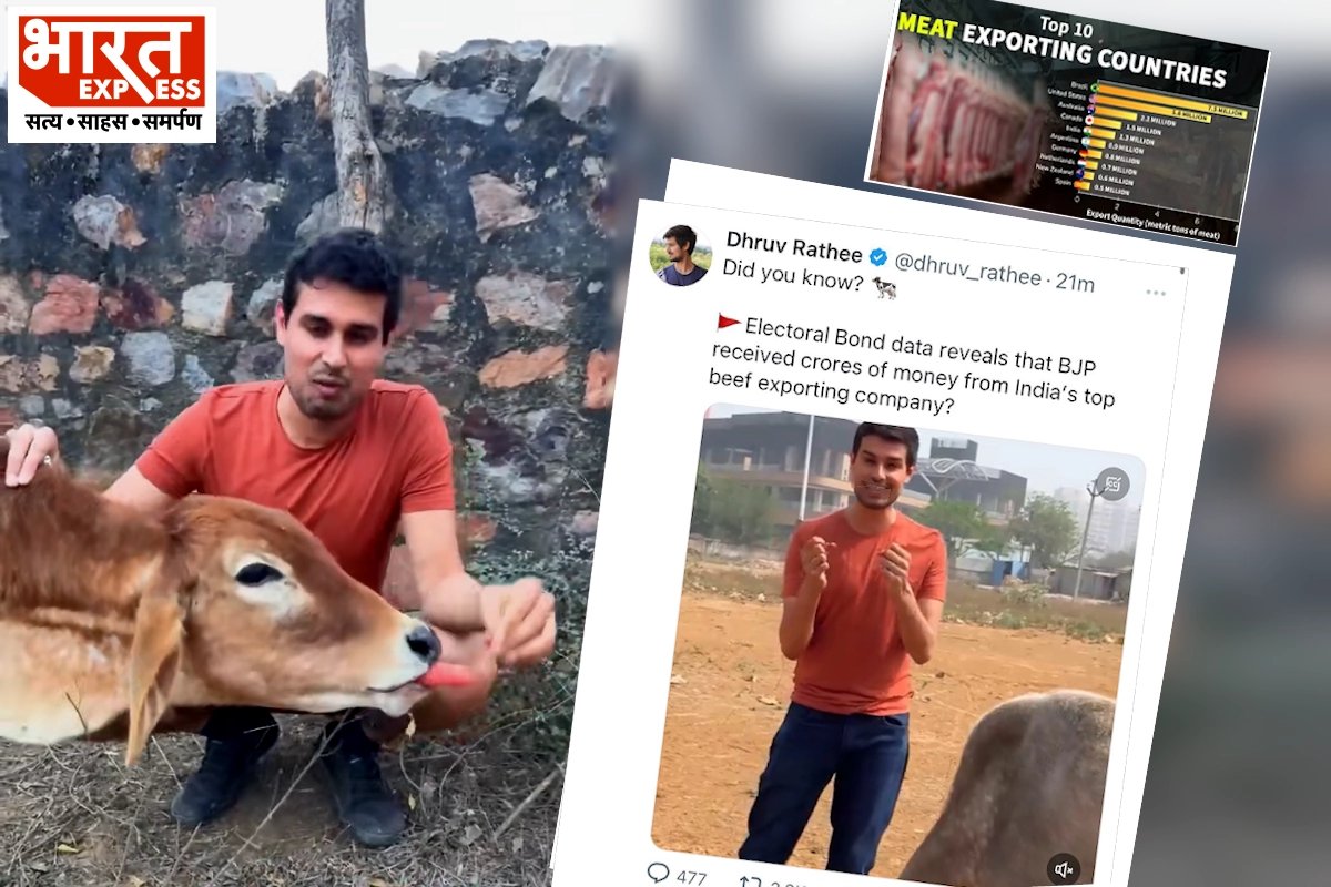 Beef पर वीडियो बनाना Dhruv Rathee को पड़ा भारी, लोग बोले- इसे नहीं पता गाय-भैंस का अंतर Click Here :- bharatexpress.com/trending/germa… #Beef #DhruvRathee #ViralVideo #BharatExpress