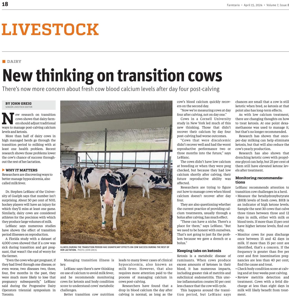 Story in @farmtario from @PDODairy Symposium on transition period research and monitoring from Stephen LeBlanc @dairyresearch1 edition.pagesuite.com/html5/reader/p…