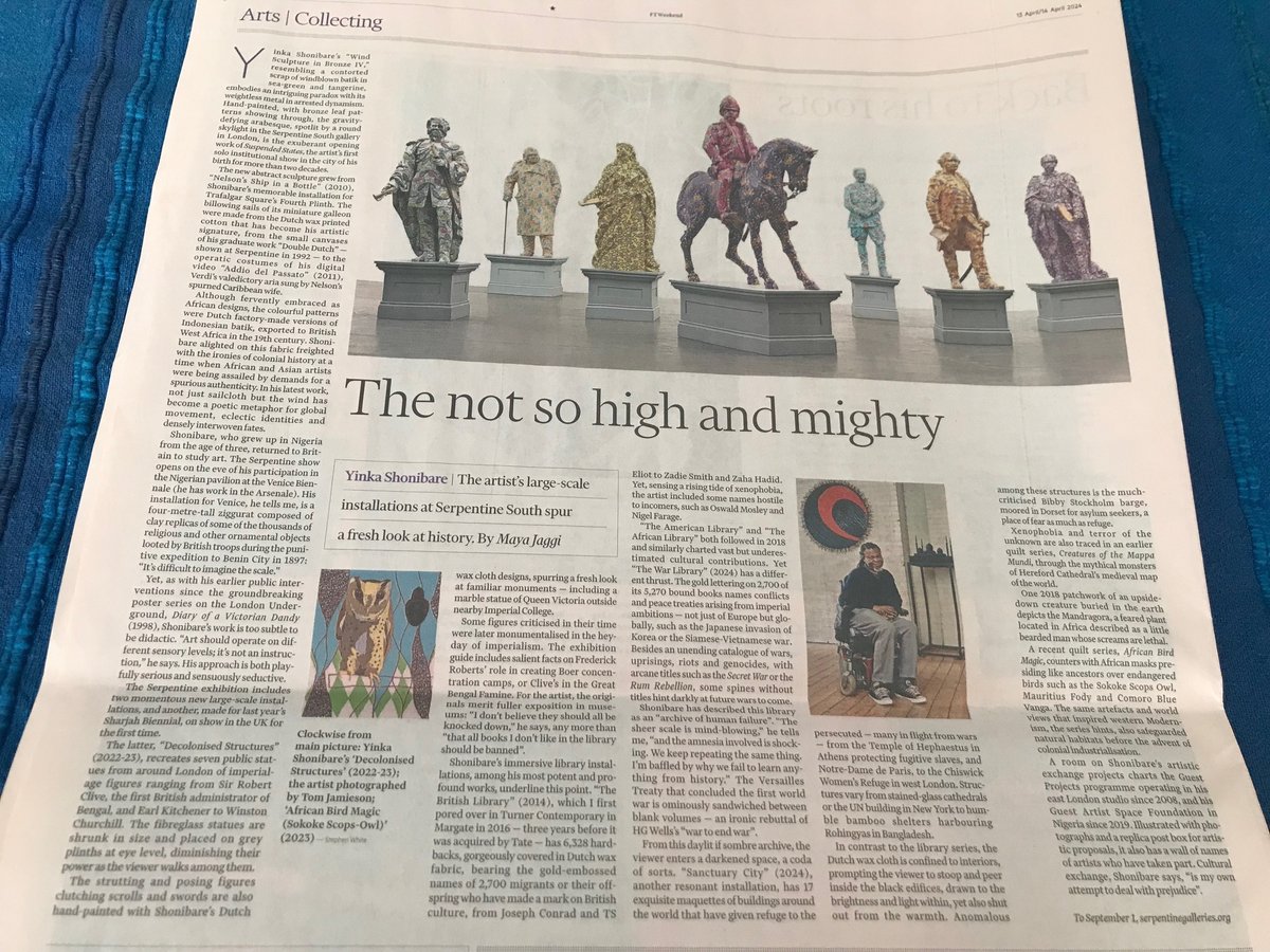 ‘The amnesia is shocking. I’m baffled by why we fail to learn from history’ - #YinkaShonibare talks to me @ftweekend about his powerful new art @SerpentineUK till 1 September & at #VeniceBiennale: ft.com/content/c24561… @SHONIBARESTUDIO @la_Biennale @SFGalleryLondon @sharjahart