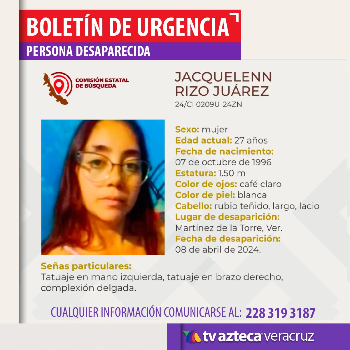 AztecaVeracruz's tweet photo. #ServicioSocial 🚨 Se solicita apoyo para localizar a las siguientes personas:
🆘 Mariana Michel Anchondo Valerio
🆘 Verónica León Benítez
🆘 Jacquelenn Rizo Juárez
📢 ¡Ayúdales a volver!  Su familia les espera
#noticias #tvaztecaveracruz #Veracruz #Orizaba #MartínezdelaTorre https://t.co/haXNp7t0iG