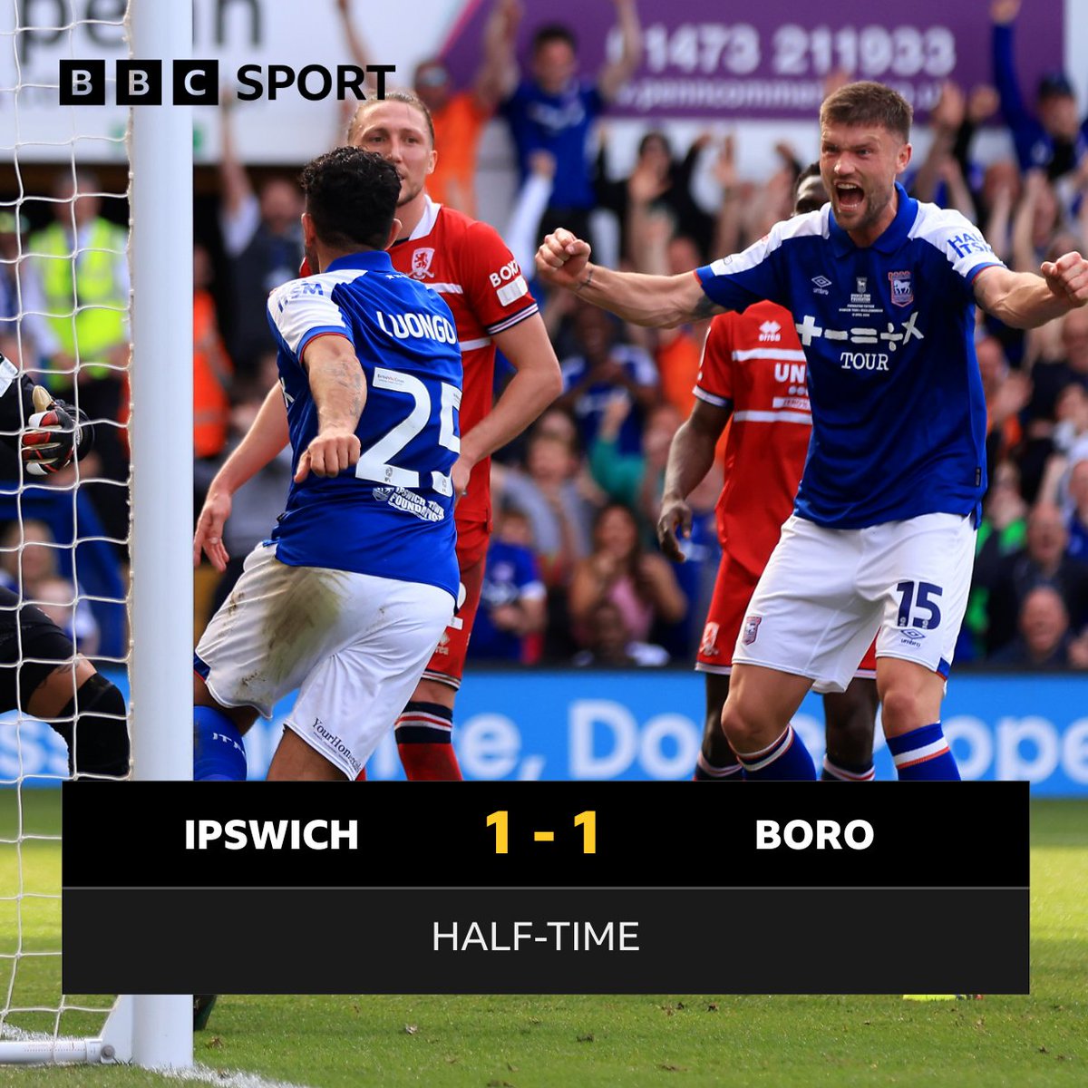 Thoughts so far? 💭 HT: 🔵 Ipswich 1-1 Boro 🔴 #Boro | #UTB | #BBCFootball