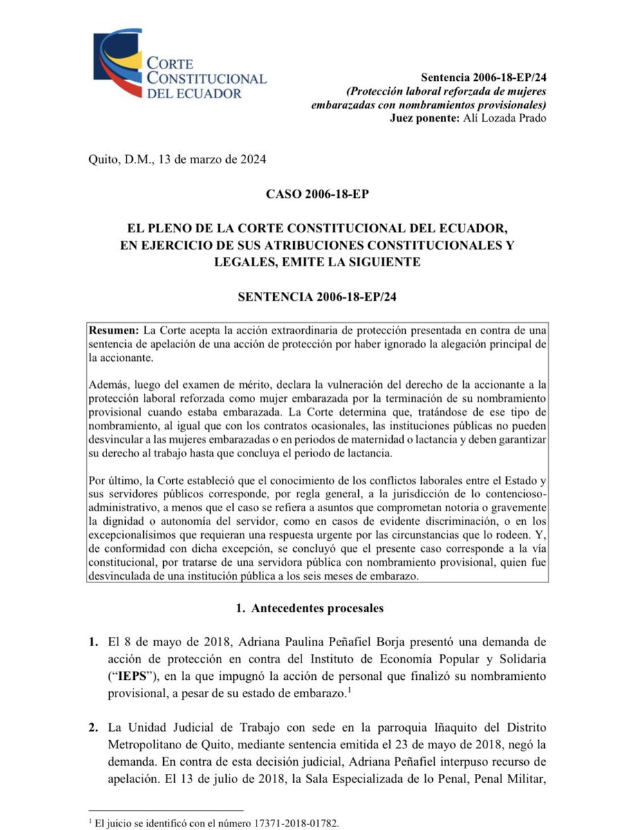 AndreBenavidesM's tweet photo. La sentencia 2006-28-EP/24 de la @CorteConstEcu es una afrenta para los servidores públicos. 

Prácticamente los arrinconaron a la jurisdicción contenciosa administrativa. 

Ciudadanos que deberán esperar 5 años a pesar de que sus Derechos constitucionales han sido violados. 

Los jueces que conozca acciones de protección negaran bajo la muletilla de esta sentencia. 

Es una Sentencia que se contrapone expresamente a la 001-16-JPO-CC.