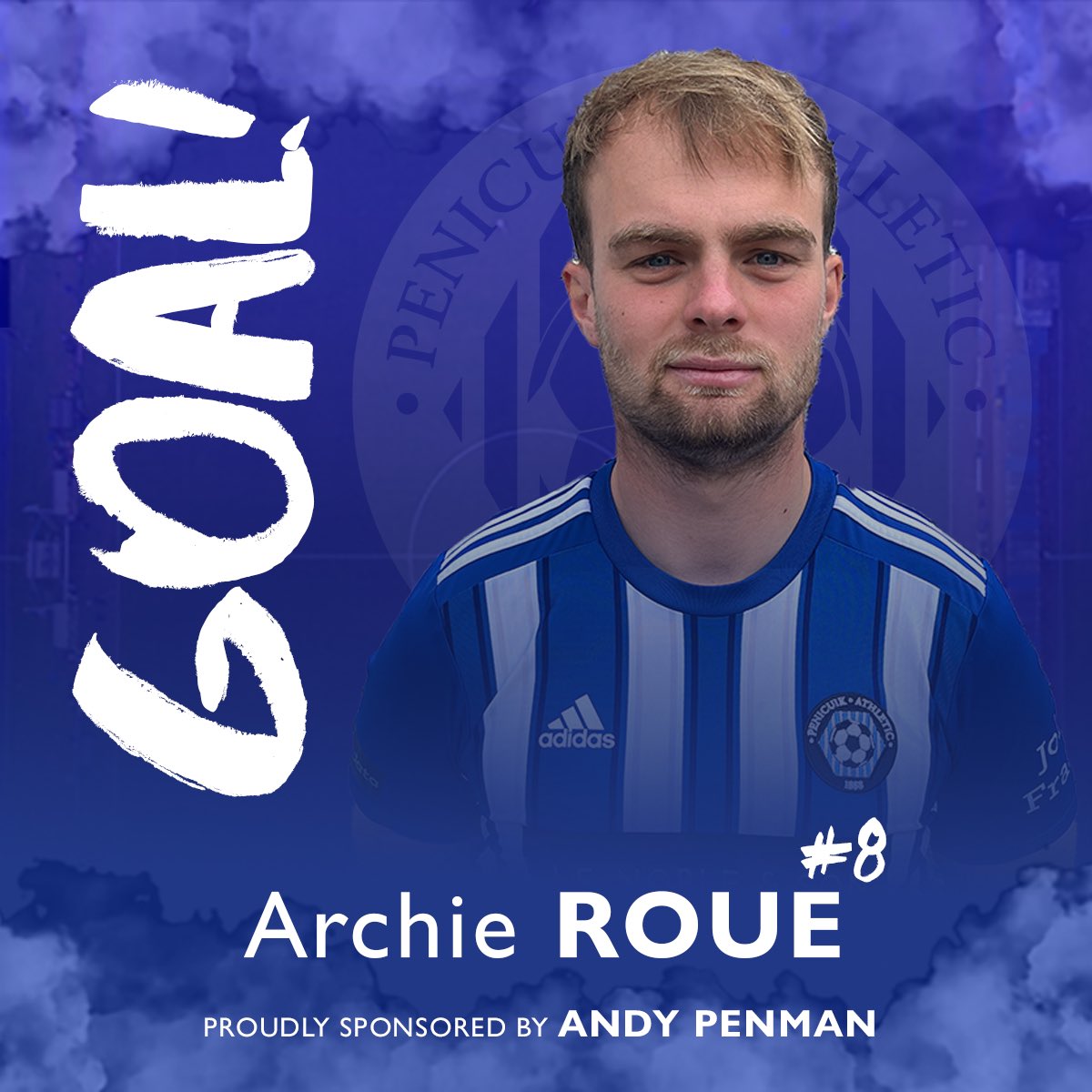 58’ | ⚽️ GOAL! Mbewe runs at the visitor’s defence, holding off his man, but gets crowded out, so cuts it back to Archie ROUE who fires in a lovely strike from the edge of the box! Penicuik Athletic 🔵 3-0 🟡 Luncarty