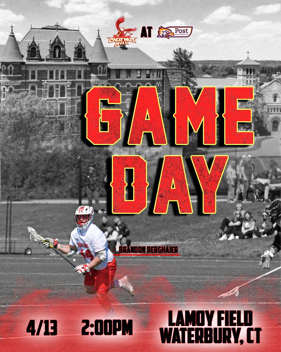 #GoGriffsLax vs. @postmenslacrosse
📍Waterbury, CT
🏟 LaMoy Field
🕑 2:00 pm
💻 CACCnetwork.com
📊 Griffinathletics.com