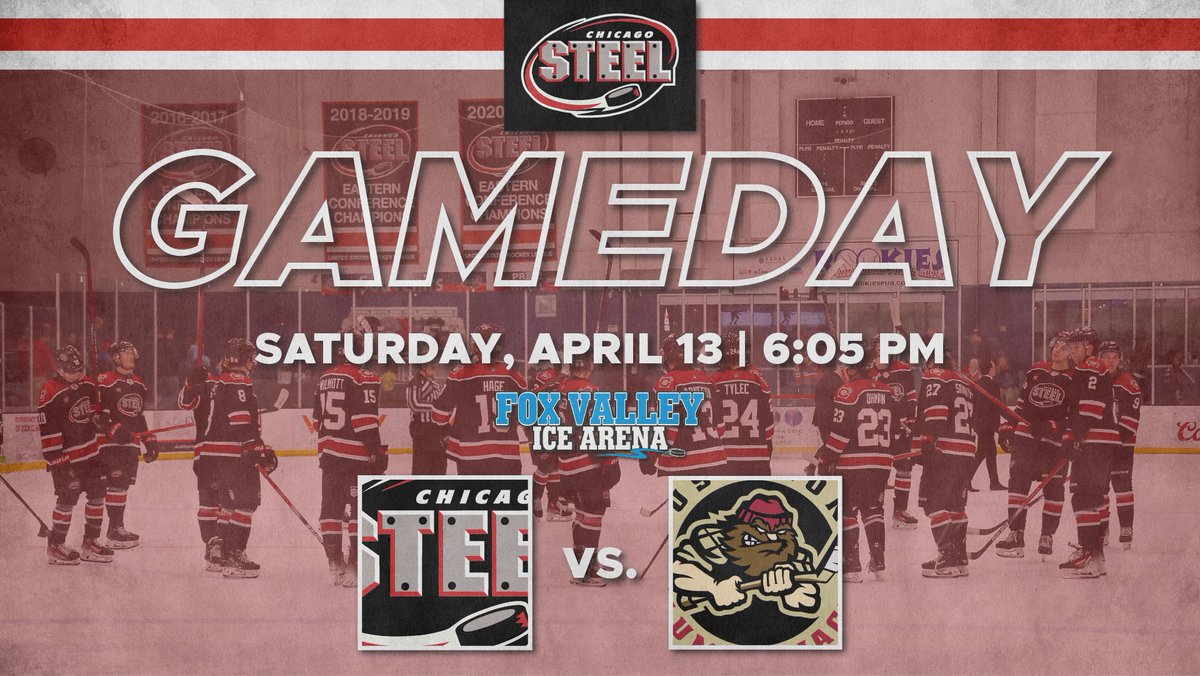 One last hoorah on home ice to round out the regular season! 🆚 @MuskegonJacks 📍 Fox Valley Ice Arena ⏰ 6:05 pm CT 🙏 Fan Appreciation Night w/ 100s of Prizes 🎟 tinyurl.com/3kxbbdw9 📺 @FloHockey (💲) 📻 chicagosteel.mixlr.com #FeelSteel