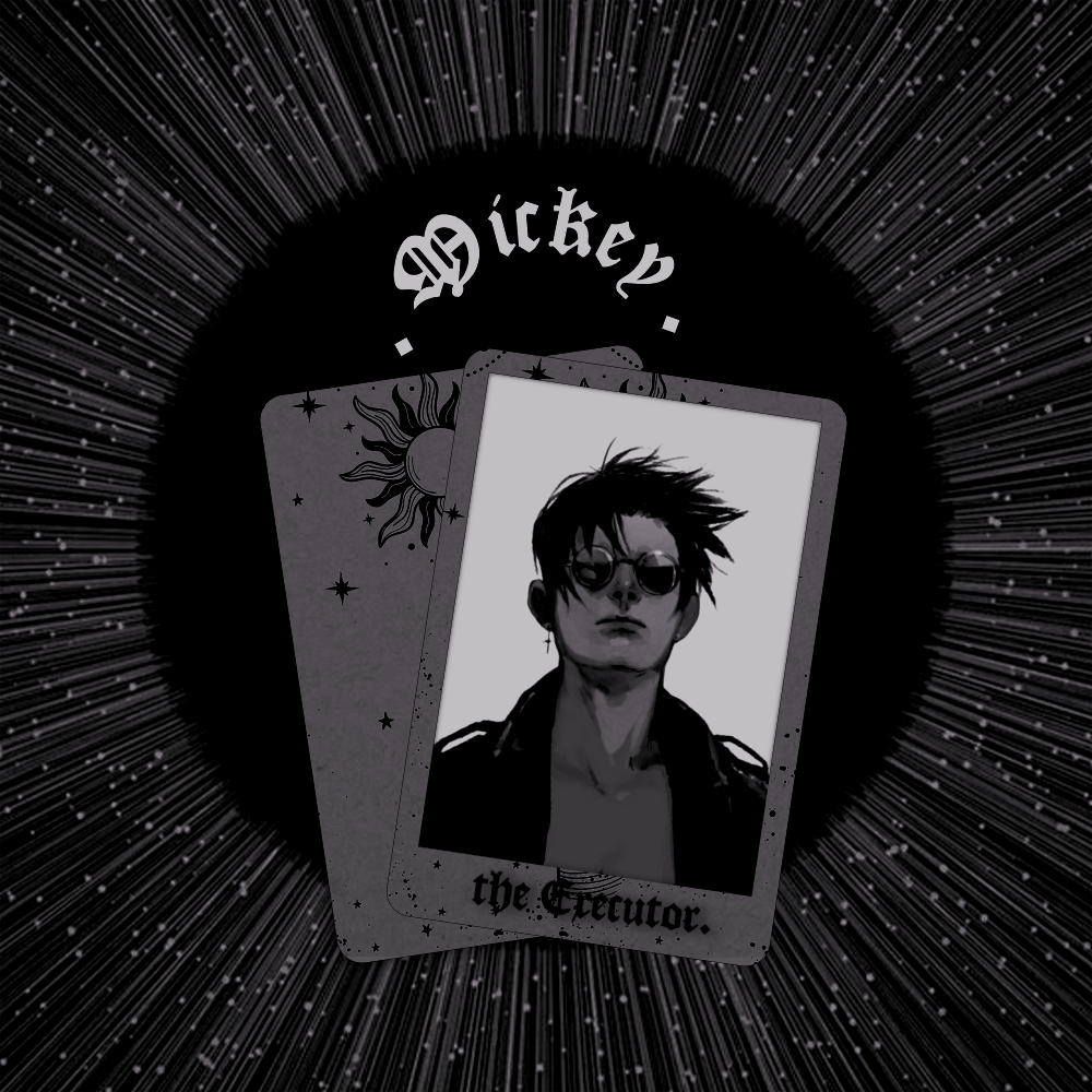 SWlNEANDROSES's tweet image. ᅠᅠᅠ
ᅠᅠᅠᅠ・𝑪𝗛𝗔𝗥𝗔𝗖𝗧𝗘𝗥  𝑺𝗛͟𝗘͟𝗘͟𝗧・

A woman of 𝘧𝘦𝘸 words and fewer scruples, 𝙈𝙞𝙘𝙠𝙚𝙮 handles the “𝘩𝘦𝘢𝘷𝘪𝘦𝘳” work that needs to be done related to the Blue Room. She is resigned to her life of dealing pain and taking pleasure.