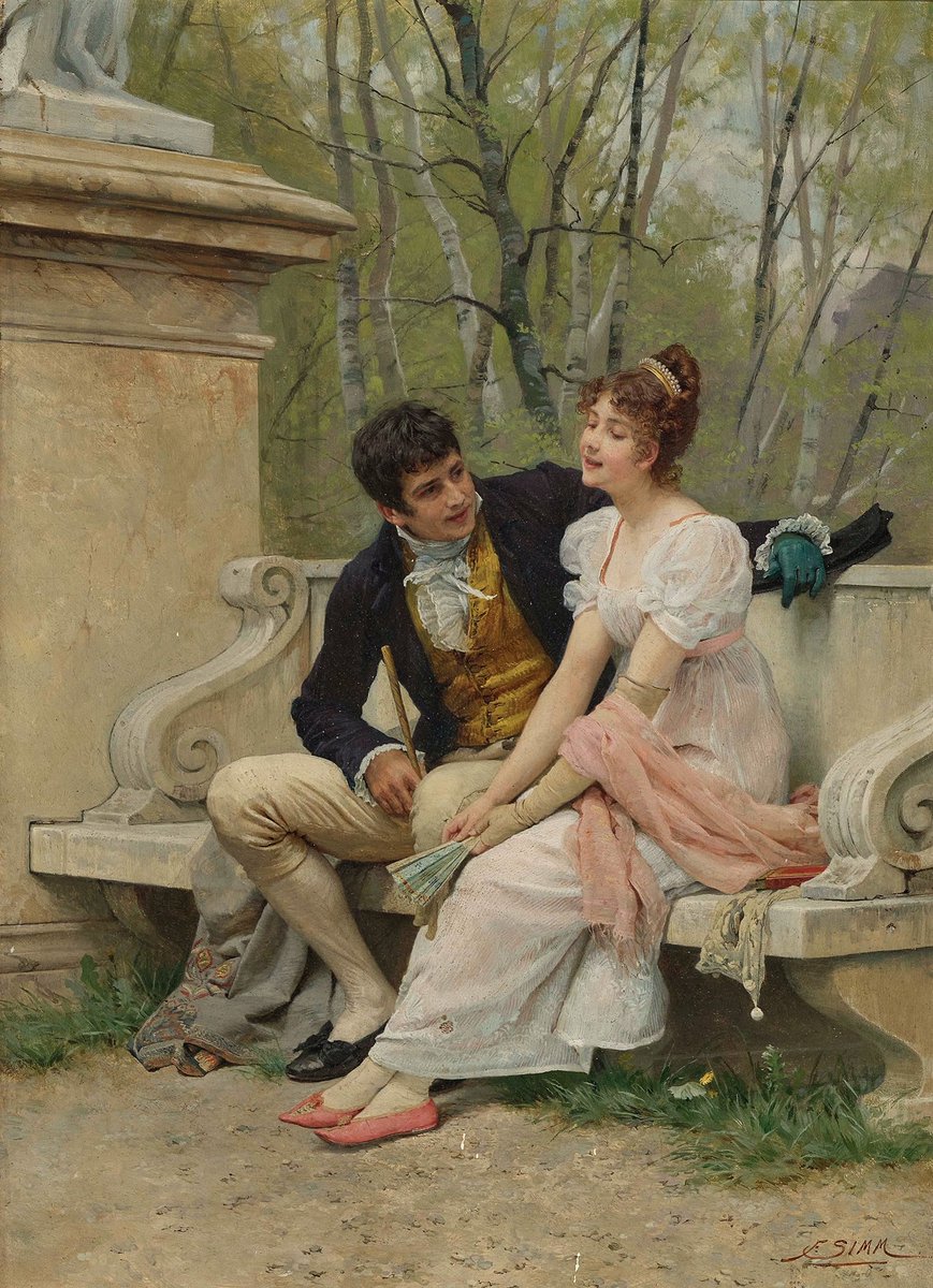 'Gallant scene in the park',   del pintor austriaco Franz Xaver Simm (1853 - 1918).