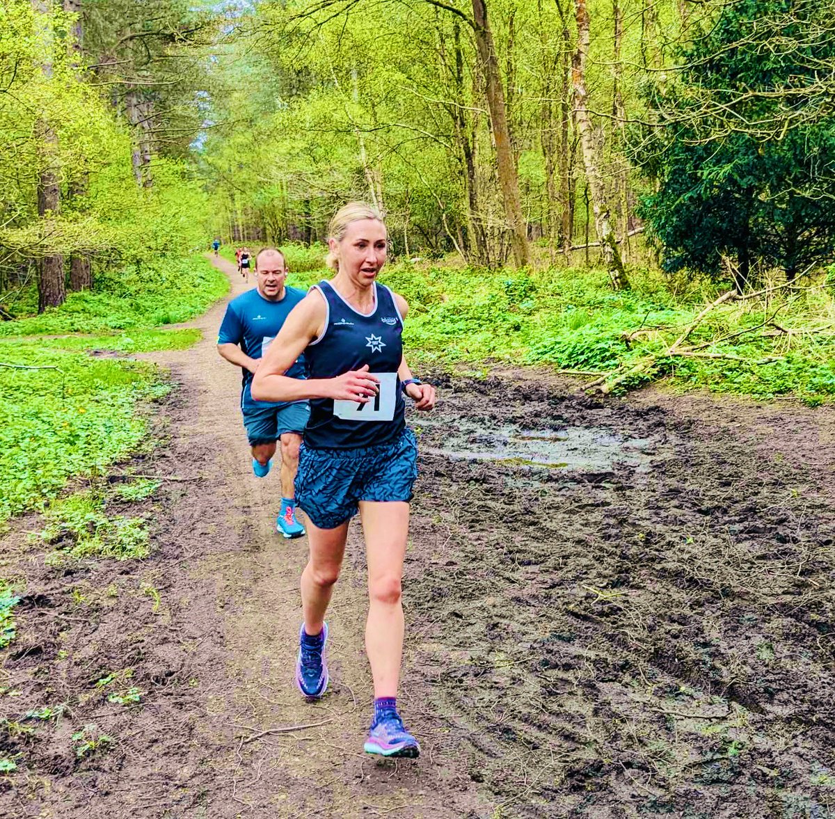 Action pic from today’s 9km trail race, 44 mins, 1st lady🥇and 11th place overall 🏃🏼‍♀️