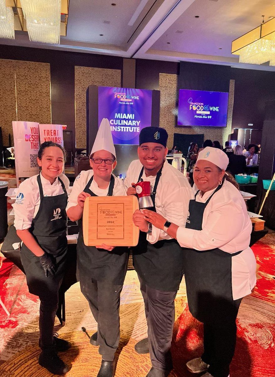 Our Miami Culinary Institute won FIRST PLACE with the most votes 🍊🍊🍊 @orangebowl in the 2024 People’s Choice Award! #BeMDC #OBFW #OrangeBowlCares