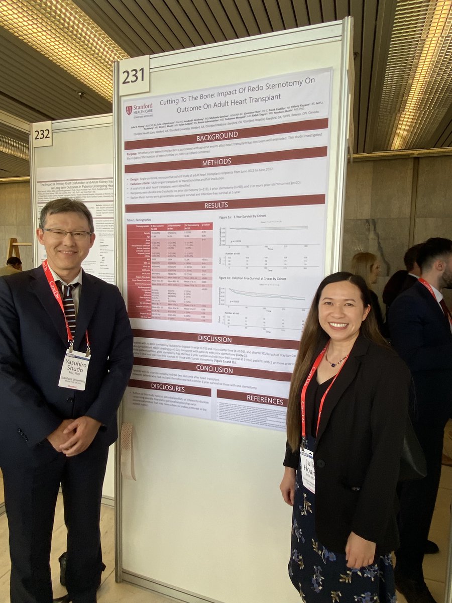 Congratulations, Julie Hoang, BSN, MSN, (CTS MCS Heart and Lung transplant Lead APP), for the fascinating research presentation at #ISHLT2024. @ISHLT @StanfordCTSurg