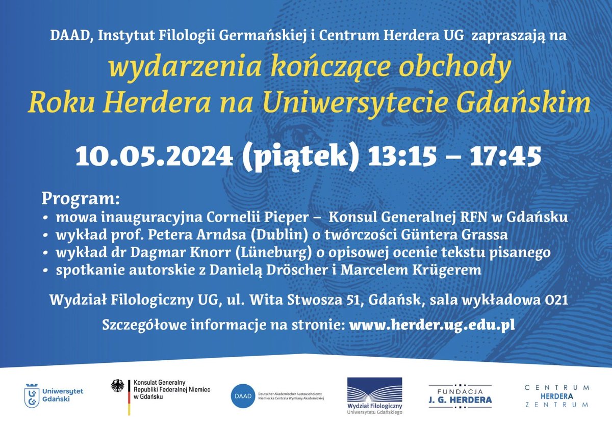 Looking forward to my keynote lecture as part of the Herder Year celebrations at the University of Gdańsk
May 10th.  herder.ug.edu.pl
