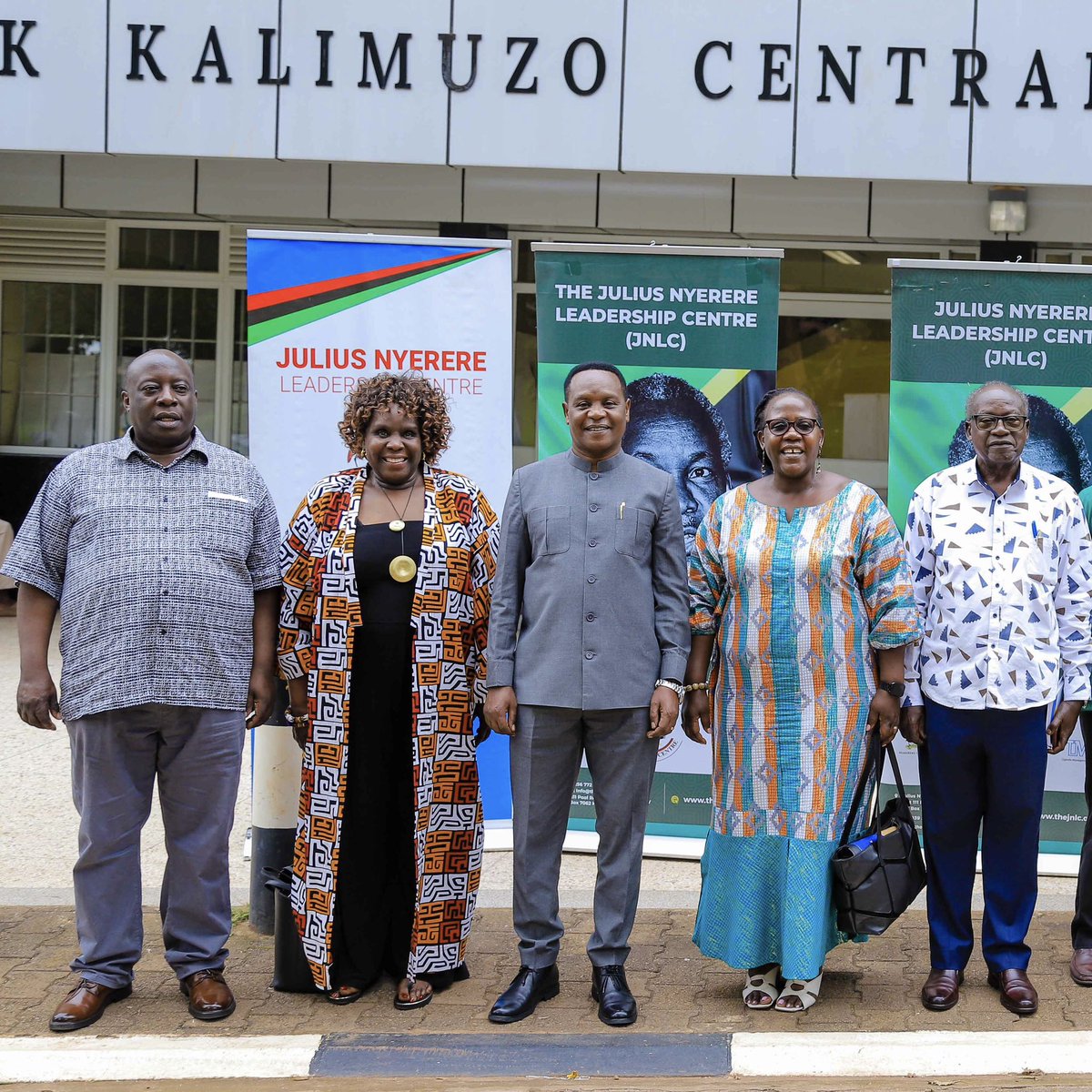 A group photo with Major General Paul Kisesa Simuli, Prof. Josephine Ahikire, Prof. Gerald Karyeija, Dr. Nansozi Muwanga and Prof. Tarsis Bazana Kabwegyere after the celebrations commemorating Mwalimu #NyerereAt102.