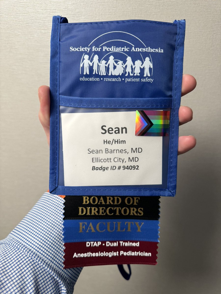 Thanks @PediAnesthesia!!!

Loving the new #DTAP - Dual Trained Anesthesiologist Pediatrician ribbon. 

#PedsAnes24 #PedsAnes #PedsICU