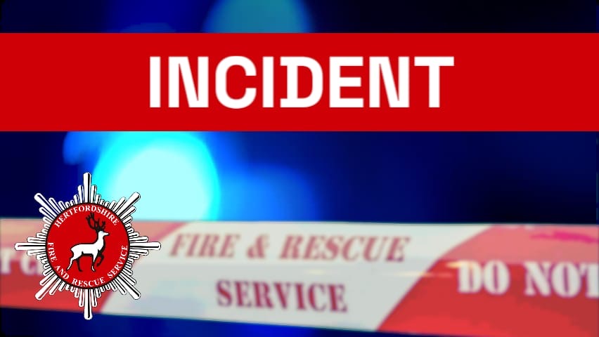 1444 - Fire Control received a call to a House Fire in Redbourn. Multiple Crews from across the county are in attendance including Watford Platform Ladder. Crews making efforts to extingush. #allcallsstartwithcontrol