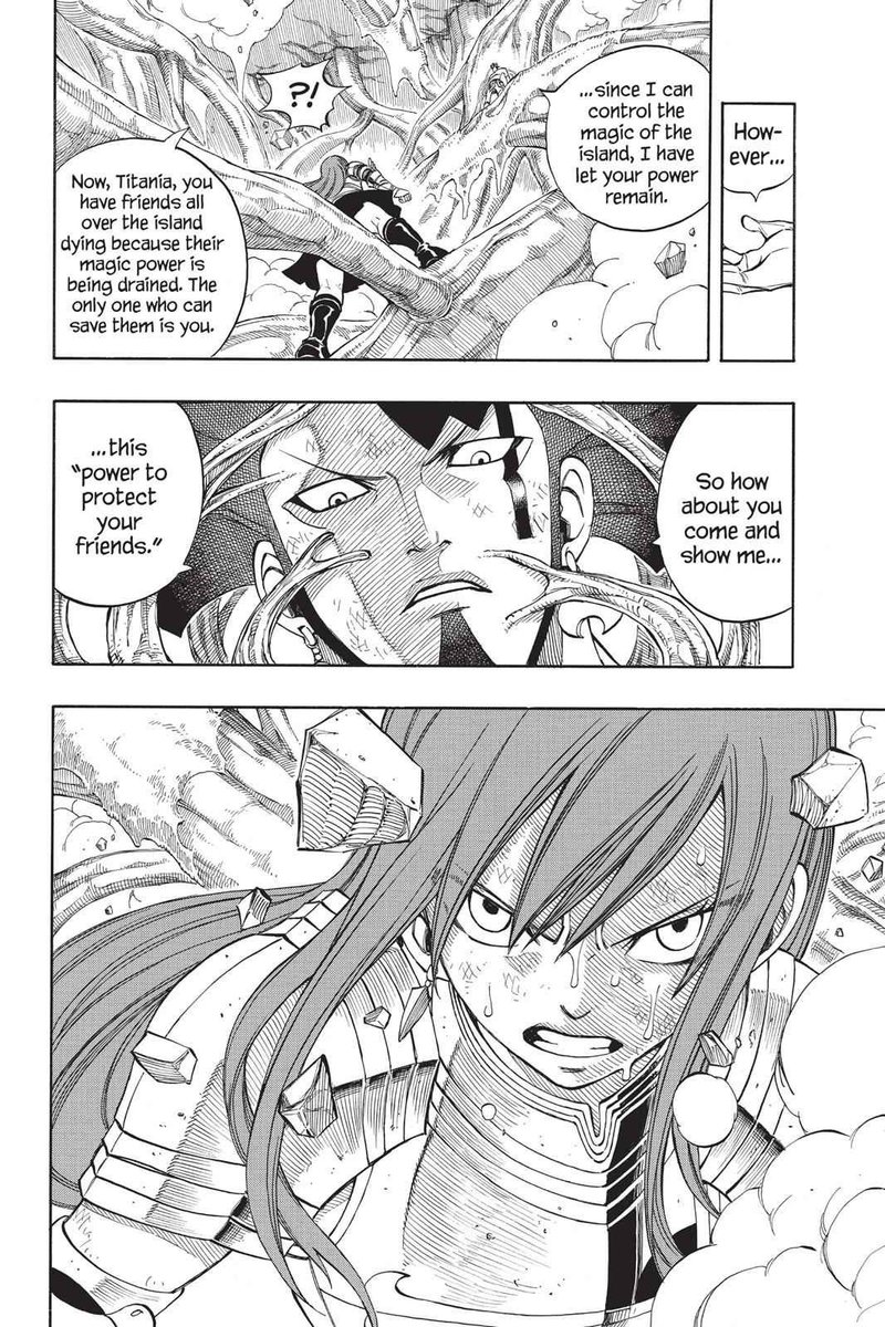 Nowhere did she use the power of friendship, the island which protects the members reduced the damage erza would take and Azuma is amped the entire time having the entire magic of the island under his control. 

He allows erza to keep her own magic and that is legit his downfall
