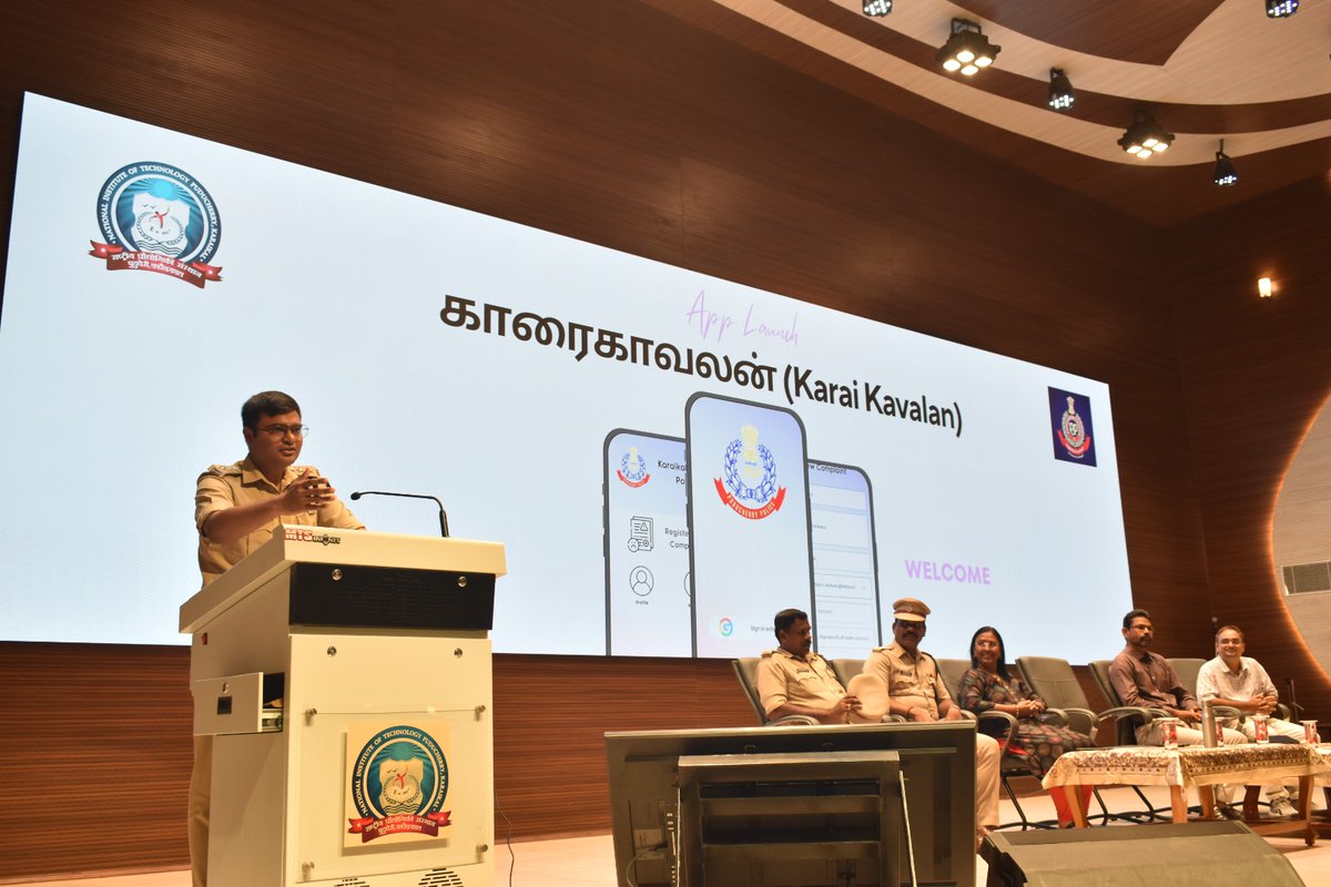 NITPY_CSE's tweet photo. #KaraiKavalanApp is launched at NIT Puducherry for the Karaikal citizens. The citizen of Karaikal can anonymously report any misconduct to their nearest police station through the app instantly with photo. #karaikal https://t.co/j4Bwk1nMXO