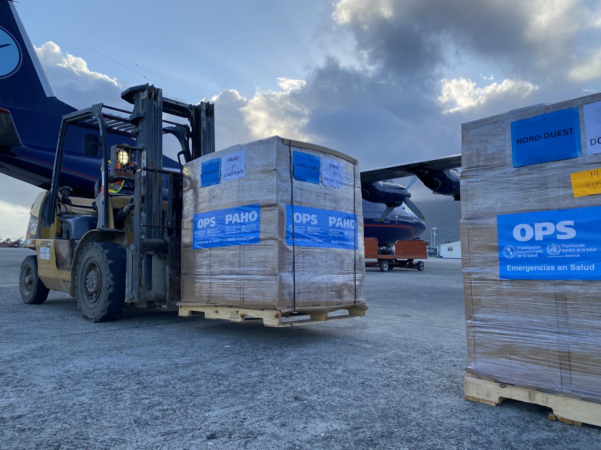🙏 to @eu_ECHO funding, @WFP through @LogCluster and @UNHRD, is opening new supply lines to ensure the delivery of humanitarian cargo in the region 👇 Arrival yesterday in Cap-Haitien, of 15 metric tons of @OPSOMSHaiti/@opsoms medical supplies to respond to the crisis in #Haiti.