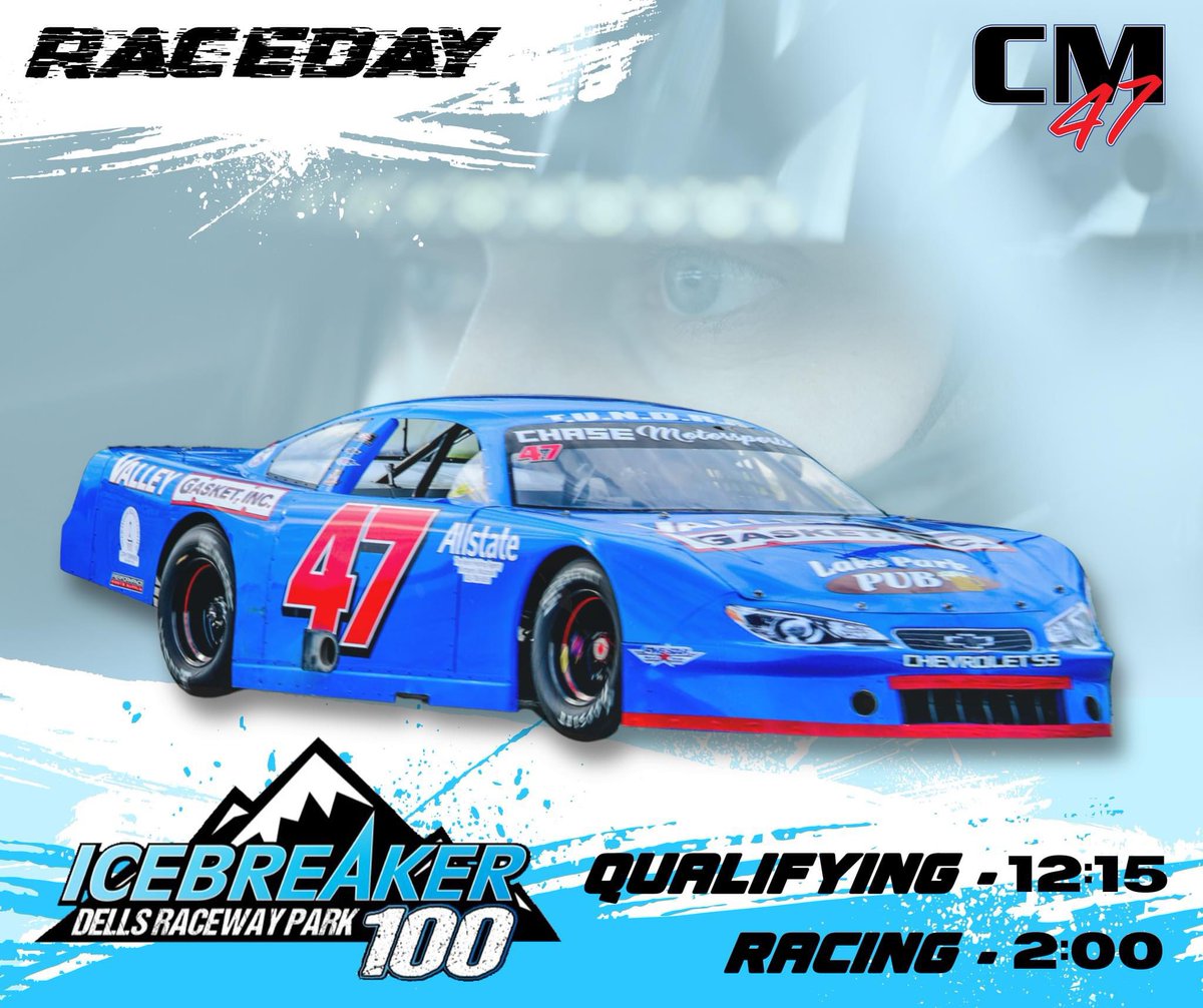 It's finally race day! We are excited for our first race with Chase Motorsports, at Dells Raceway Park for the Icebreaker 100. It's going to be a beautiful day for racing with a lot of great cars, see you at the track! 🏁

⏱: 12:15 
🟢: 2:00
📺: pitrow.tv
