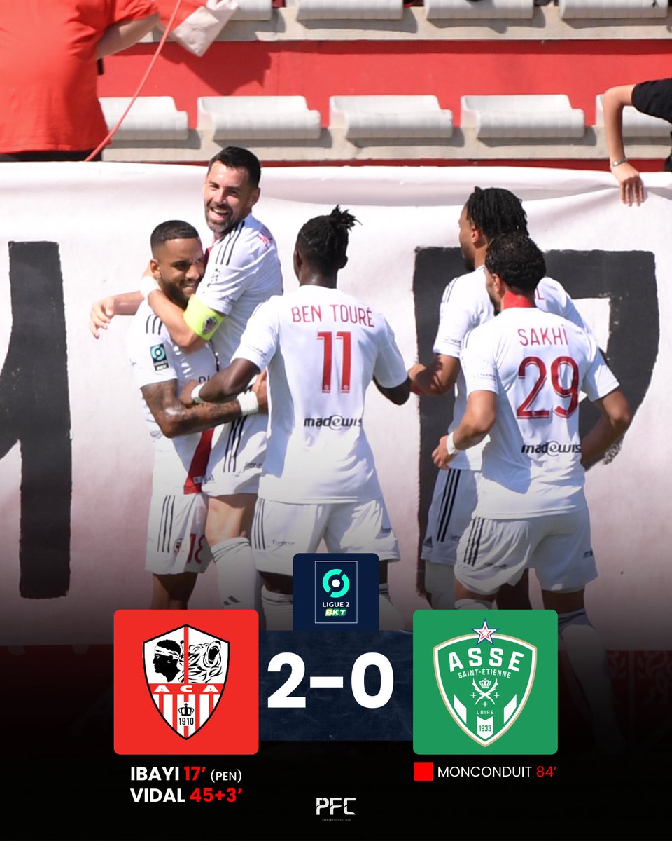 𝗙𝗜𝗡 𝗗𝗘 𝗦𝗘́𝗥𝗜𝗘 𝗣𝗢𝗨𝗥 𝗦𝗔𝗜𝗡𝗧-𝗘́𝗧𝗜𝗘𝗡𝗡𝗘 🇫🇷 En s'inclinant en Corse, les Stéphanois mettent fin à une série de 8 matchs sans défaite et ratent l'occasion de mettre la pression sur Angers. ❌