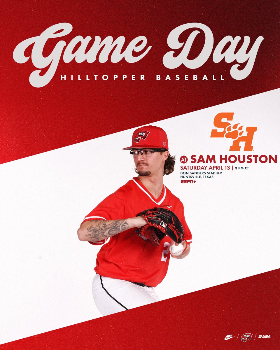 An opportunity to clinch the series! 🆚 Sam Houston ⌚️ 3 PM CT 📍 Huntsville, Texas 🏟️ Sanders Stadium 📺 es.pn/3Q1yDWb 📻 ESPNKY 102.7 🎙️ goto.ps/WKUBasVN 📊 bit.ly/3TXBNLD #GoTops | #Team105