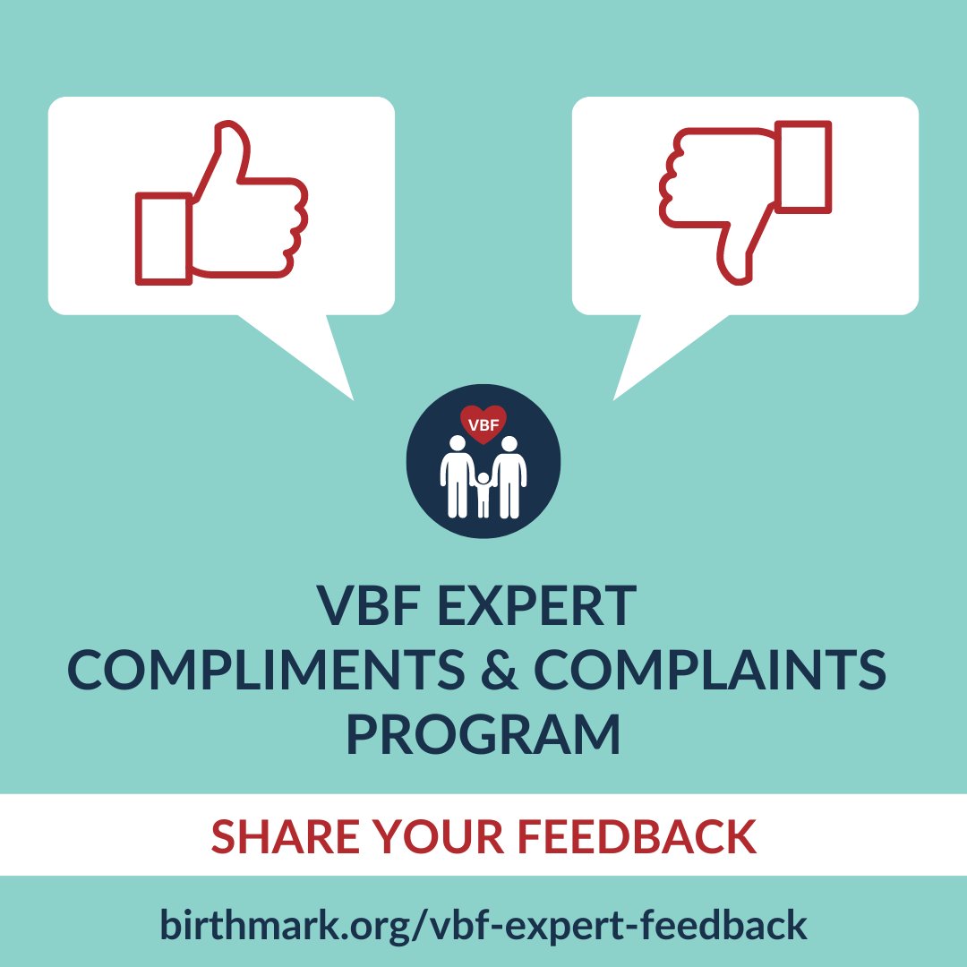 Thank you for continuing to share your compliments and/or complaints about our VBF Experts. These comments are anonymous, unless you choose to share your name. birthmark.org/vbf-expert-fee…