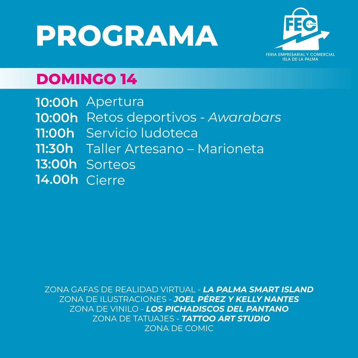 Feria Empresarial y Comercial de La Palma
Programa para mañana
#LaPalma #reservabiosfera #lapalmabiosfera 
@CabLaPalma @sodepal @aridane_org