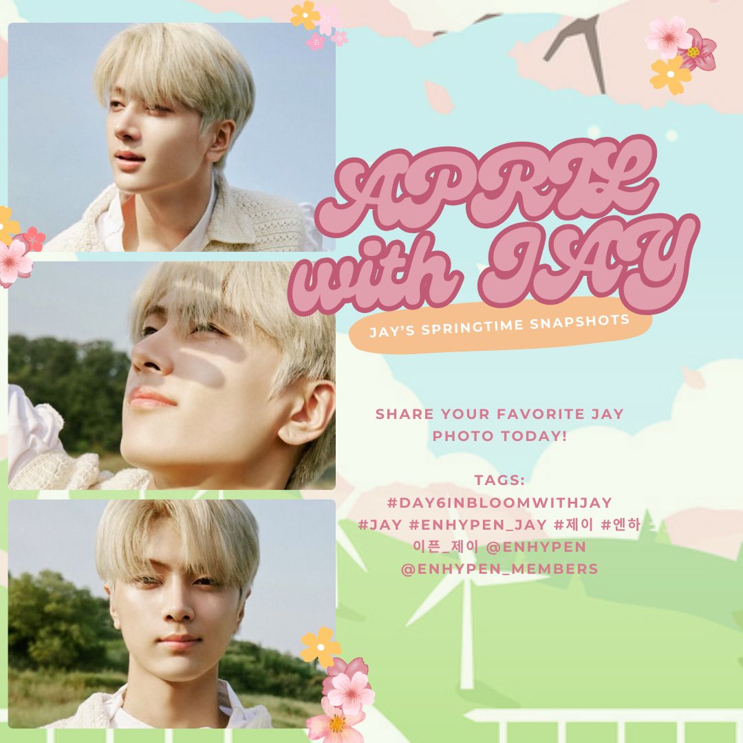 BLUEJAYS_CO's tweet photo. [D-6] 

Bluejays/Engenes! Let us know your favorite photo of Jay by replying below together with the tags! 

JAY'S SPRINGTIME SNAPSHOTS
#Day6InBloomWithJay
#JAY #ENHYPEN_JAY #제이 #엔하이픈_제이 @ENHYPEN @ENHYPEN_members https://t.co/bgUgBihuL7