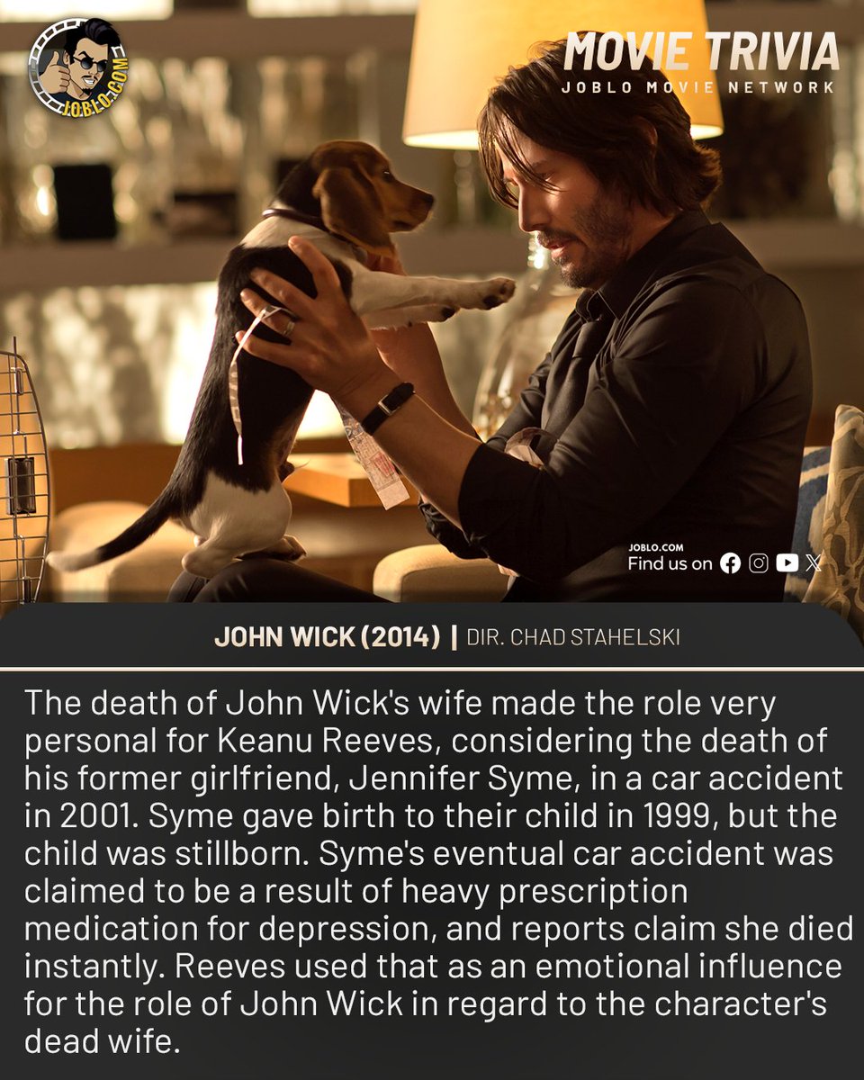 Movie Trivia: John Wick (2014) 🎥 

#JoBloMovies #JoBloMovieNetwork #Movietrivia #JohnWick #KeanuReeves #JenniferSyme