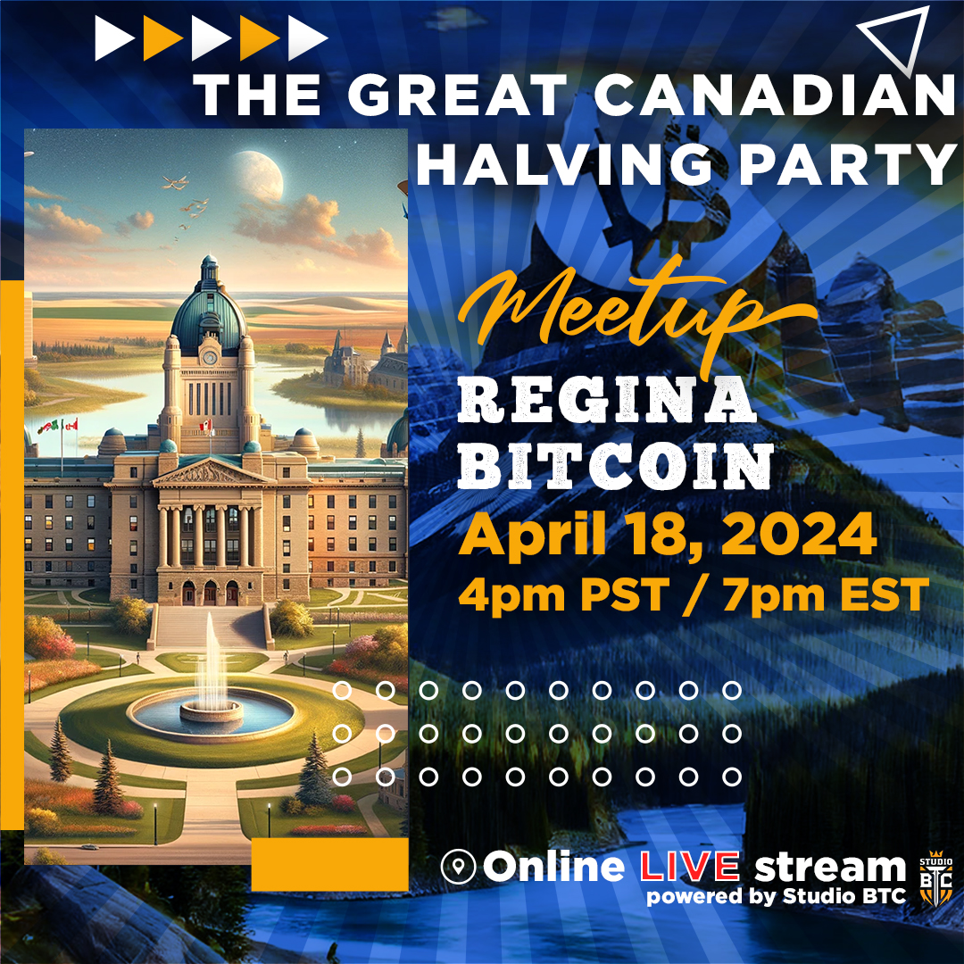 Join us in celebrating the @ReginaBTCMeetup at the Great Canadian Halving Party! 🎉 This group is all about fostering #Bitcoin education and community in Regina. If you're curious about Bitcoin or an experienced enthusiast, this meetup is for you! #GCHalvingParty