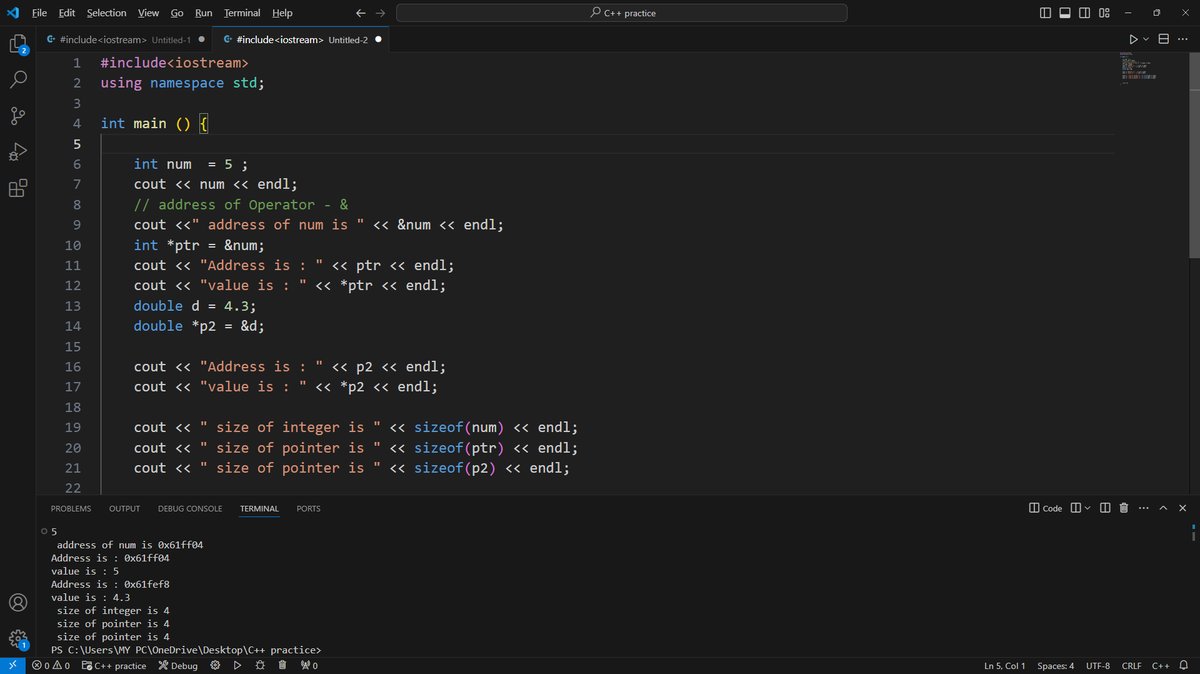 🌟Day 17 of #100DaysOfCode 

· Pointers Arithmetic & basics✅

· Arrays with pointers✅

· Functions with pointers✅

Excited for the challenges ahead 🚀

#LearnInPublic #DSA #letsconnect #CodingJourney #buildinginpublic #100daysofcodechallenge